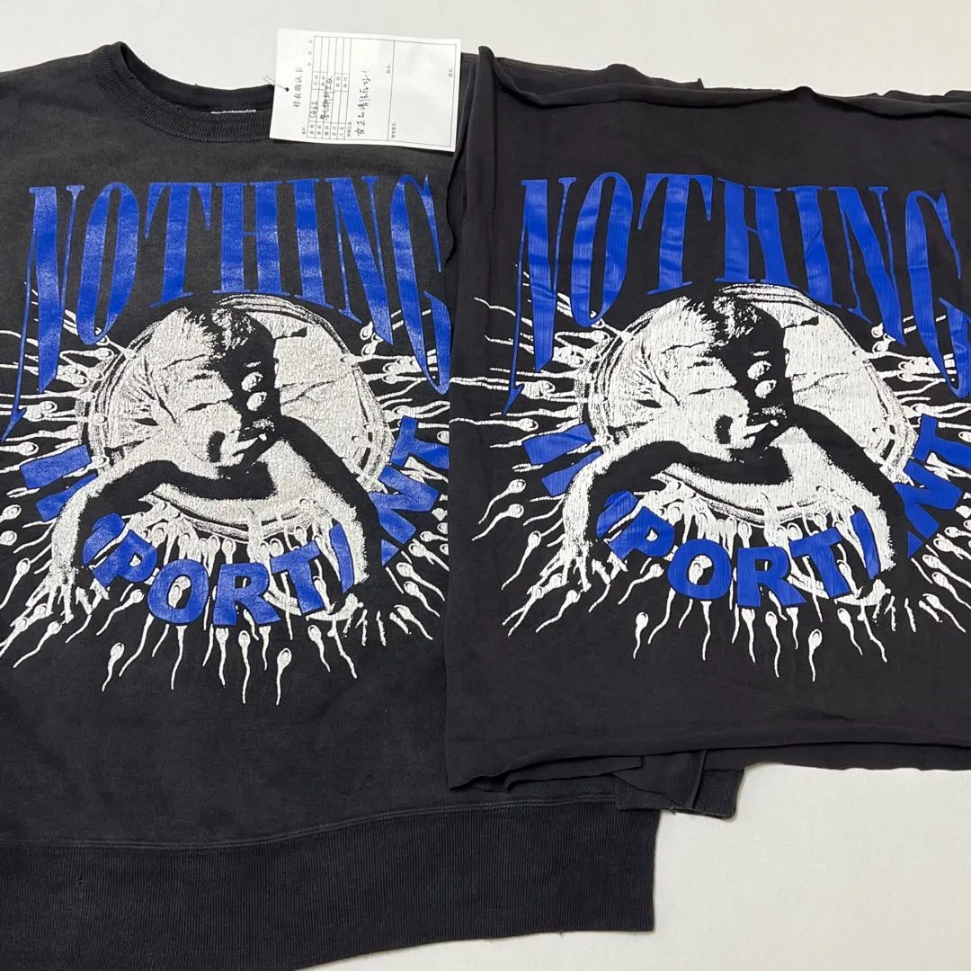 Top print restoration SAINT Mxxxxxx × Kosuke Kawamura KK_CRW SWT/NOTHNG IMP/BLK joint model Holy Infant Tadpole retro sweatshirt washed black S-XL